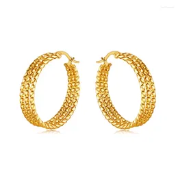 Hoop Earrings Exquisite Twist Round Stainless Steel For Womens 18k Gold Plated Smooth Metal Circle Earring 2024 Trendy Jewellery