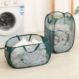 Baskets Popup Mesh Laundry Basket Storage Organiser with Side Pocket for Bathroom, Kids Room Cesto Ropa Sucia