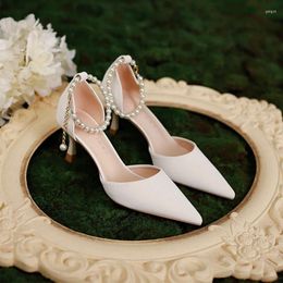 Dress Shoes French Pointy Comfortable High Heel Sandals Women's Summer Baotou Hollow One Word Buckle Single Women