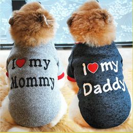 Toy Small Dogs and Cats - "I Mommy""i Love My Daddy", Soft Letter Print Pet Sweater