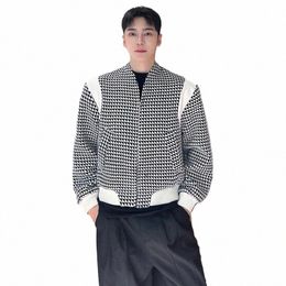 luzhen 2024 New Fi Plaid Splicing Design Casual Coat Men's Niche Original Short Jacket Trendy Korean Free Ship LZ1782 A1x7#