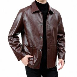 vintage Brown Leather Jacket Brand Men Loose Casual Motorcycle Style Biker Coat Men Skin Coat Oversize Windbreaker Autumn Winter U6lj#