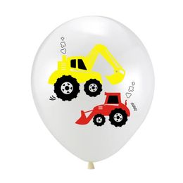 new 2024 Happy Birthday Party Decoration Balloons Banner Party Supplies Construction Vehicle Fire Truck Print Foil Balloons Accessories