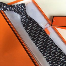 new Luxury Tie Men Letters 100% Tie Silk Black Blue Adult Jacquard Party Wedding Business Woven Fashion Design Hawaii Ties Box