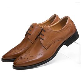 Dress Shoes Fashion Black / Brown Oxfords Prom Mens Business Genuine Leather Male Wedding