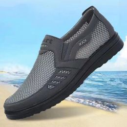 Casual Shoes 2024 Spring Summer Men's Mesh Breathable Soft Bottom Lightweight Non-Slip Black Work Sneakers For Men