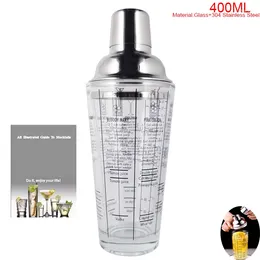 Bar Products 400ML/14OZ Martini Cocktail Shaker Scale Glass Wine Beverage Mixer Bottle Fruit Juice Snow Double Cup Bartender Tool
