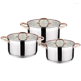 Cookware Sets High Quality Thickening Stainless Steel Soup Pot Stew 3-piece Set With 9 Layers Of Bottom Cooking Kitchen