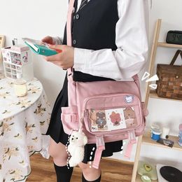 Shoulder Bags Women Vintage Crossbody Bag Badge Pendant Korean College Messenger Totes Brand Designer Handbags Student School