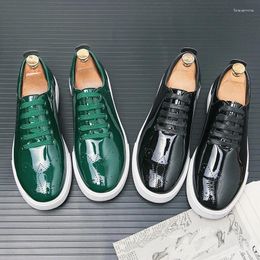 Casual Shoes Spring High Quality Patent Leather Lace-up Sneakers Fashionable British Style 38-44