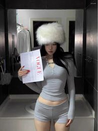 Women's Tracksuits Pure Sexy Girl Suit Spring Low Cut Single Breasted Top High Waisted Shorts Two-piece Set Fashion Female Clothes