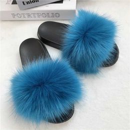 Slippers Artificial fur slider womens soft ome fluffy sandals casual flip winter warm flat Soes Plus size 36-45 H240326QCIR