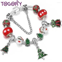 Charm Bracelets 2024 Trendy Christmas Tree Santa Claus Beads Bracelet Bangles For Women Men Kids Xmas Jewellery Gift Drop