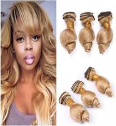 27 Honey Blonde Human Hair Bundles Loose Wave Virgin Hair Weaves Strawberry Blonde Brazilian Wavy Human Hair Weft Extensions 300G64936312