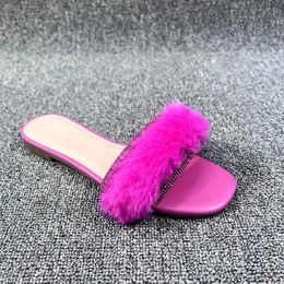 Slippers Slippers Furry Womens Soes on Offer 2024 Summer Shiny Crystal Luxury Flat Slide No H2403265YML