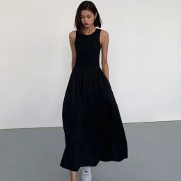 Basic Casual Dresses Houzhou Black Sleeveless Long Dress Women Bodycon One-Piece Gown Maxi White Vintage Elegant Pleated Vestido Drop Otkyu