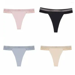 Women's Panties Low-waist Seamless Soft Sports Cotton Crotch Ice Silk Briefs Underwear Underpants Women Thong Girl