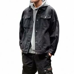 men's Denim Jacket Autumn Male Jean Coats Black Cargo Big Size Menswear Korea High Quality Trendy Large Fast Deery Outwear Y2k y4Gc#