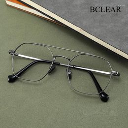 Sunglasses Frames BCLEAR Unisex Classic Retro Eyelasses Optical Frame Luxury Double Bridge Prescription Spectacle Eyewear Titanium