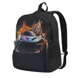 Backpack Powerful Sports Car Explosion Liquid Splash Women Polyester Hiking Backpacks Breathable Casual School Bags Rucksack