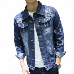 denim Jackets Man Blue in Lowest Price Jeans Coat for Men with Hole Wide Sleeves Ripped of Fabric Vintage Worn Free Ship Y2k Y8gA#