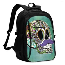 Backpack Mexican Skull Backpacks Pretty Charger USB University Girl Soft Bags
