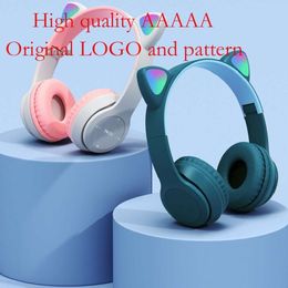 P47M Cat Ear Headworn Bluetooth Cartoon Student and Children's Wireless Foldable Card Insertion Earphones