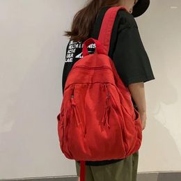 Backpack American Style Cool Canvas Women 2024 Solid Colour Unisex High Capacity Student College Girl Boy Travel BookBag