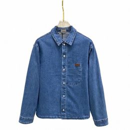 2024 High-End 1:1 Classic Solid Colour New Spring Festival Blue Denim Cott Twill Fabric Jacket For Men Q4Zq#