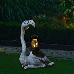 Garden Decorations Flamingo Decor Solar Lamp Gardening Gifts Outdoor Sculpture For Porch Outside Patio