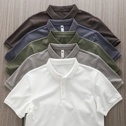 Dukeen Solid Color Polo Shirts for Men ShortSleeved Golf Wear Summer Korea Style Plain TShirts Mens Clothing White Blouse 240326