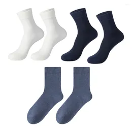 Men's Socks 3pairs Business Deodorant Daily Elastic Men Solid Fashion Casual One Size Spring Autumn Middle Tube Gift Sweat Absorbent