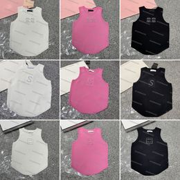 Women Tanks Tops Rhinestone Knitted Vest Sleeveless Knits Tees Sport Tops Vest Yoga Cropped Tops