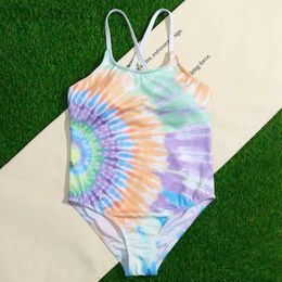 One-Pieces Summer Kids Swimwear for Girl 7-14Y Chic Rainbow One-Piece Swimsuits Child Teen Breathable Fast Dry Bathing Suit Beachwear 24327