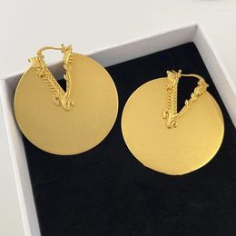 Dangle Earrings Europe America Vintage Luxury Jewellery Big Circular Brass 18K Gold Plated Top Quality Earring For Woman