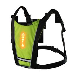 LED Wireless cycling vest men 20L MTB Bike Bag Safety LED Turn Signal Light Vest Bicycle Reflective Warning Vests Remote Control 240323