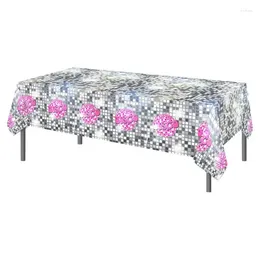 Table Cloth Disco Party Waterproof Rectangle Decor 51.18x86.61 Inches Silver For With Light Ball Pattern