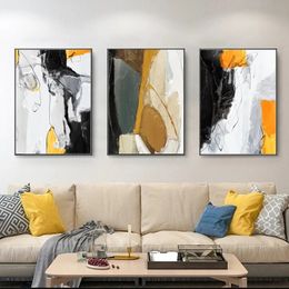 Abstract Black Yellow White Poster Nordic Wall Art Picture Prints Canvas Paintings Modern Living Room Decoration Home Decor 240327