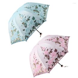 Umbrellas XD-Folding Flower Umbrella Women Three Folding Customised Lace Parasol Decoration