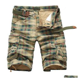 Men'S Shorts Men 2021 Fashion Plaid Beach Mens Casual Camo Camouflage Short Pants Male Bermuda Cargo Overalls Drop Delivery Apparel C Dhdws