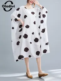 Party Dresses Oversized Clothing Fashion Print Batwing Sleeves Big For Women Casual Loose Midi Dress Lady Summer 5236