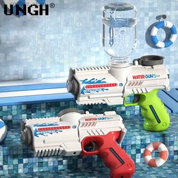 Gun Toys Ungh Summer Electric Automatisk vattenpistol Högspänning utomhusstrand Storkapacitet Simpool Toys för barn och pojkar gåvor240327