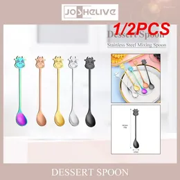 Spoons 1/2PCS Behogar11.6/13.8 Cm Stainless Steel Puppy Dog Tea Coffee Ice Cream Spoon Teaspoon Tableware Home Kitchen Office Bar Party