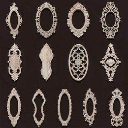 DIY Wood Mirror for The Wall Antique Onlays Mouldings Round Carving Applique Furniture Home Decoration Accessories Decals 240314