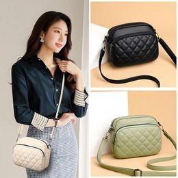 Shoulder Bags Lattice Women Bag Solid Colour Pu Leather Crossbody Fashion Brand Handbag Purses Shopping Mobile Phone