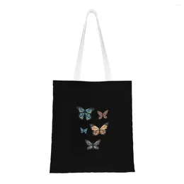 Shopping Bags Butterfly Sticker Canvas Bag Folding Ladies Shoulder Casual Travel Handbag