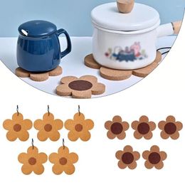 Table Mats 5pcs Flower Shape Cork Drink Coffee Cup Mat Tea Pad Heat Resistant Place Scald