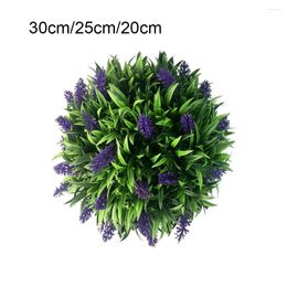 Decorative Flowers Artificial Lavender Ball Hanging Ornament Simulation Topiary Plant Decor Pendent For Outdoor Decoration