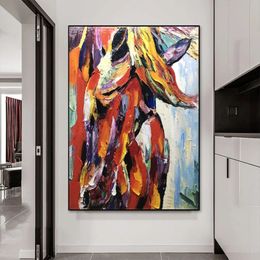 Colorful Abstract Horse Canvas Painting Nimal Posters and Prints Modern Art Handmade Decorative Home Living Room Decor 240327