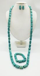 Necklace Earrings Set NO-2024-7-2# Africa Kenya Fashion Bridal Jewellery Set. Green Coral Necklace. Bracelet Stud 48 Inches
